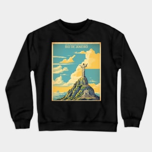 Cristo Redentor and Corcovado Rio de Janeiro Brazil Vintage Tourism Travel Poster Crewneck Sweatshirt